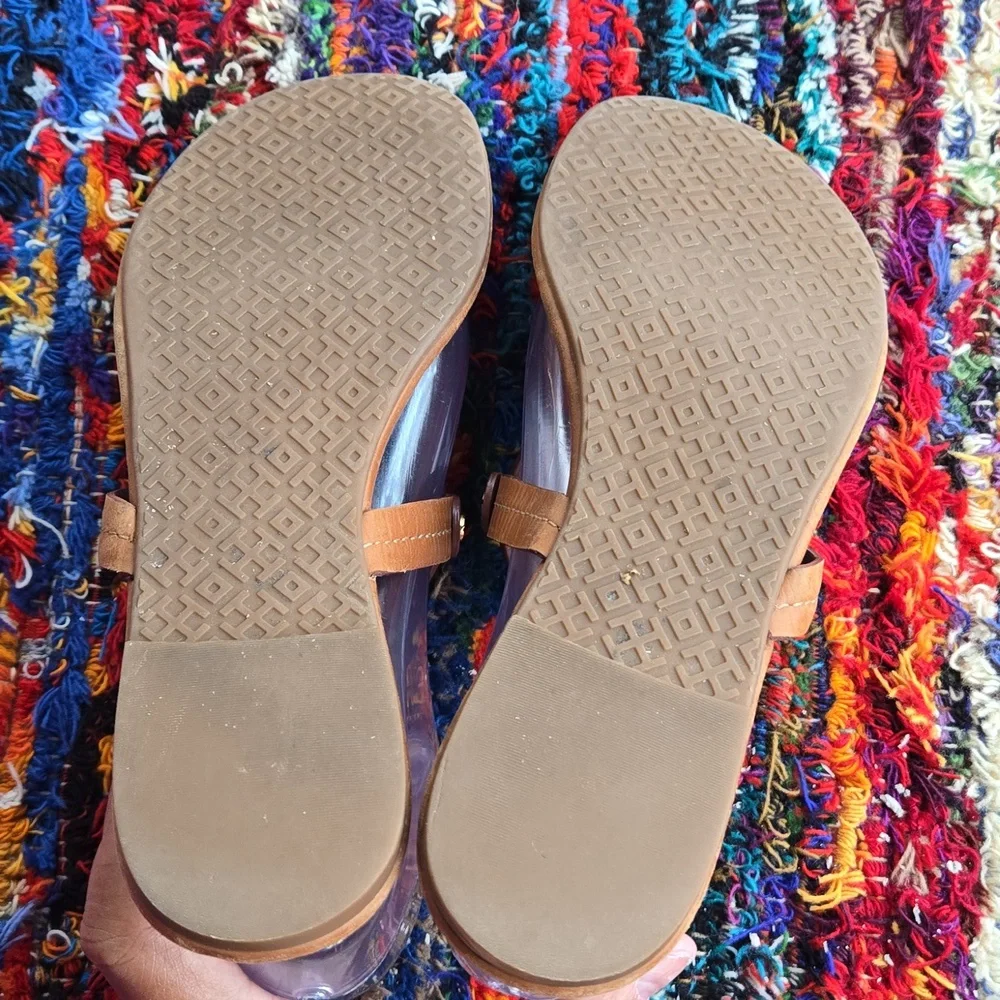 Tory Burch Cognac Brown Leather Miller Medallion Slip-on Flip Flop Sandal - Picture 9 of 17